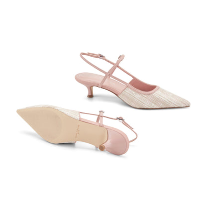 Marc Fisher Ceddy Kitten Heel Slingback Pump - Pink Tweed