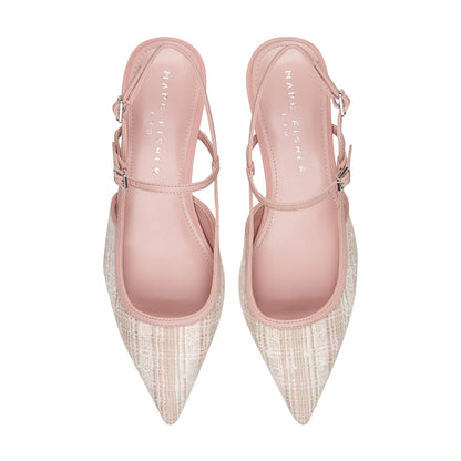 Marc Fisher Ceddy Kitten Heel Slingback Pump - Pink Tweed