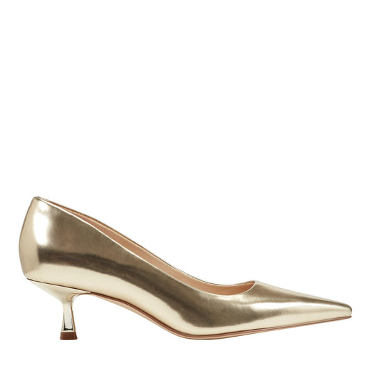 Marc Fisher Calynna Leather Kitten Heel Pump - Gold Leather