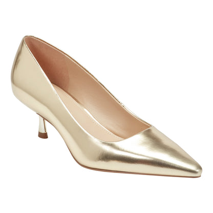 Marc Fisher Calynna Leather Kitten Heel Pump - Gold Leather
