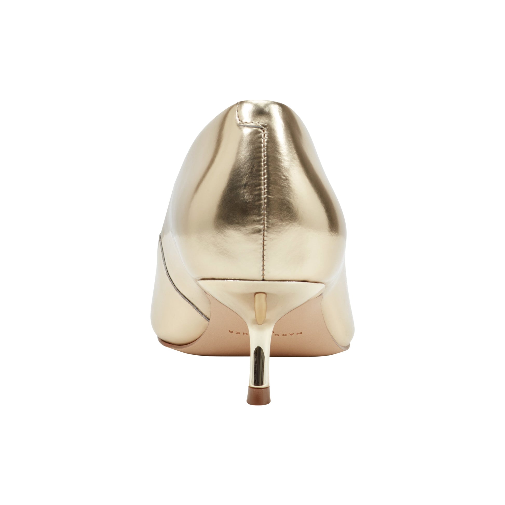 Marc Fisher Calynna Leather Kitten Heel Pump - Gold Leather