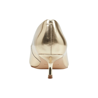Marc Fisher Calynna Leather Kitten Heel Pump - Gold Leather