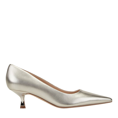 Marc Fisher Calynna Leather Kitten Heel Pump - Platino Leather