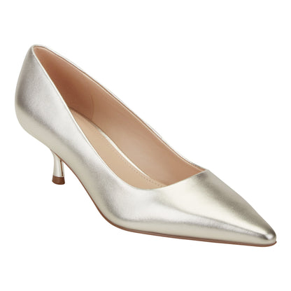 Marc Fisher Calynna Leather Kitten Heel Pump - Platino Leather