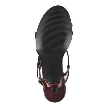 Marc Fisher Nylah Leather Strappy Sandal - Red Patent Leather
