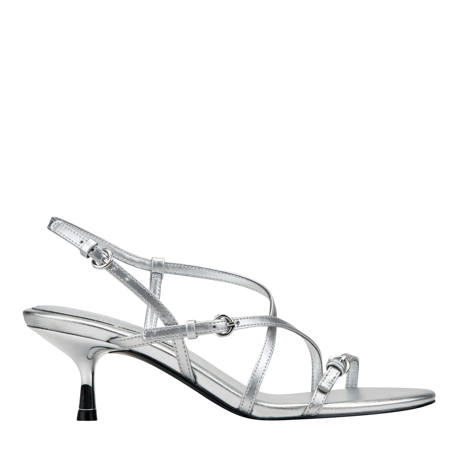 Marc Fisher Nylah Leather Strappy Sandal - Silver Leather