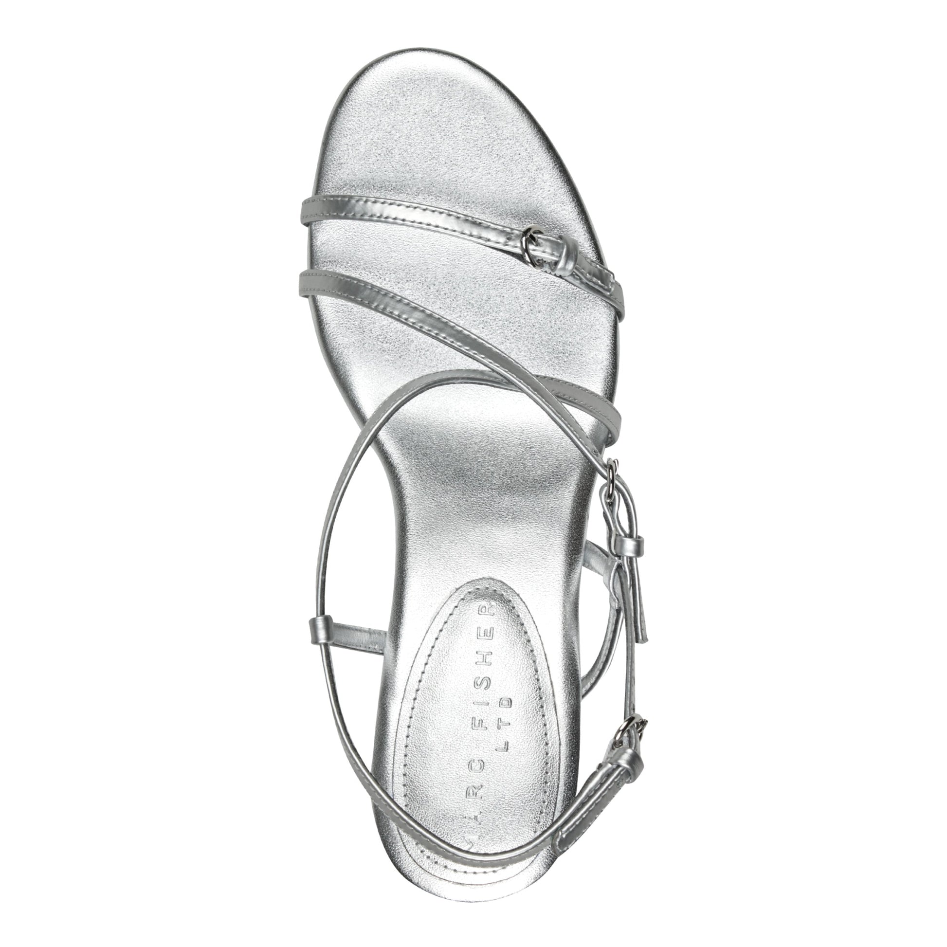 Marc Fisher Nylah Leather Strappy Sandal - Silver Leather