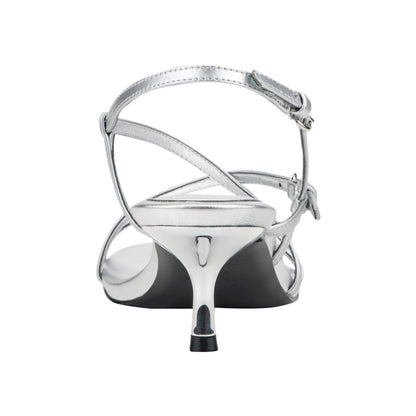 Marc Fisher Nylah Leather Strappy Sandal - Silver Leather