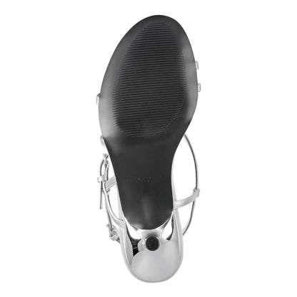 Marc Fisher Nylah Leather Strappy Sandal - Silver Leather