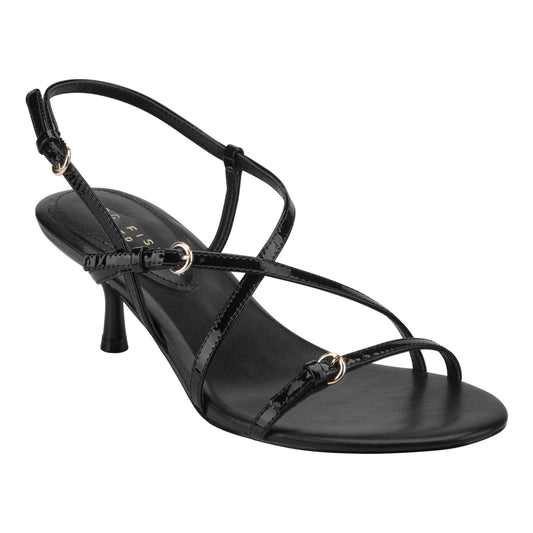 Marc Fisher Nylah Leather Strappy Sandal - Black Patent Leather