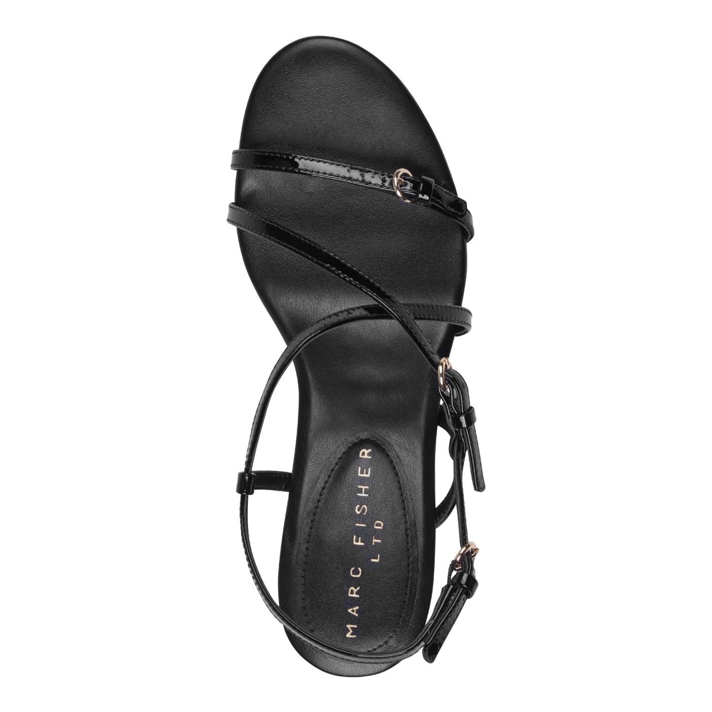 Marc Fisher Nylah Leather Strappy Sandal - Black Patent Leather
