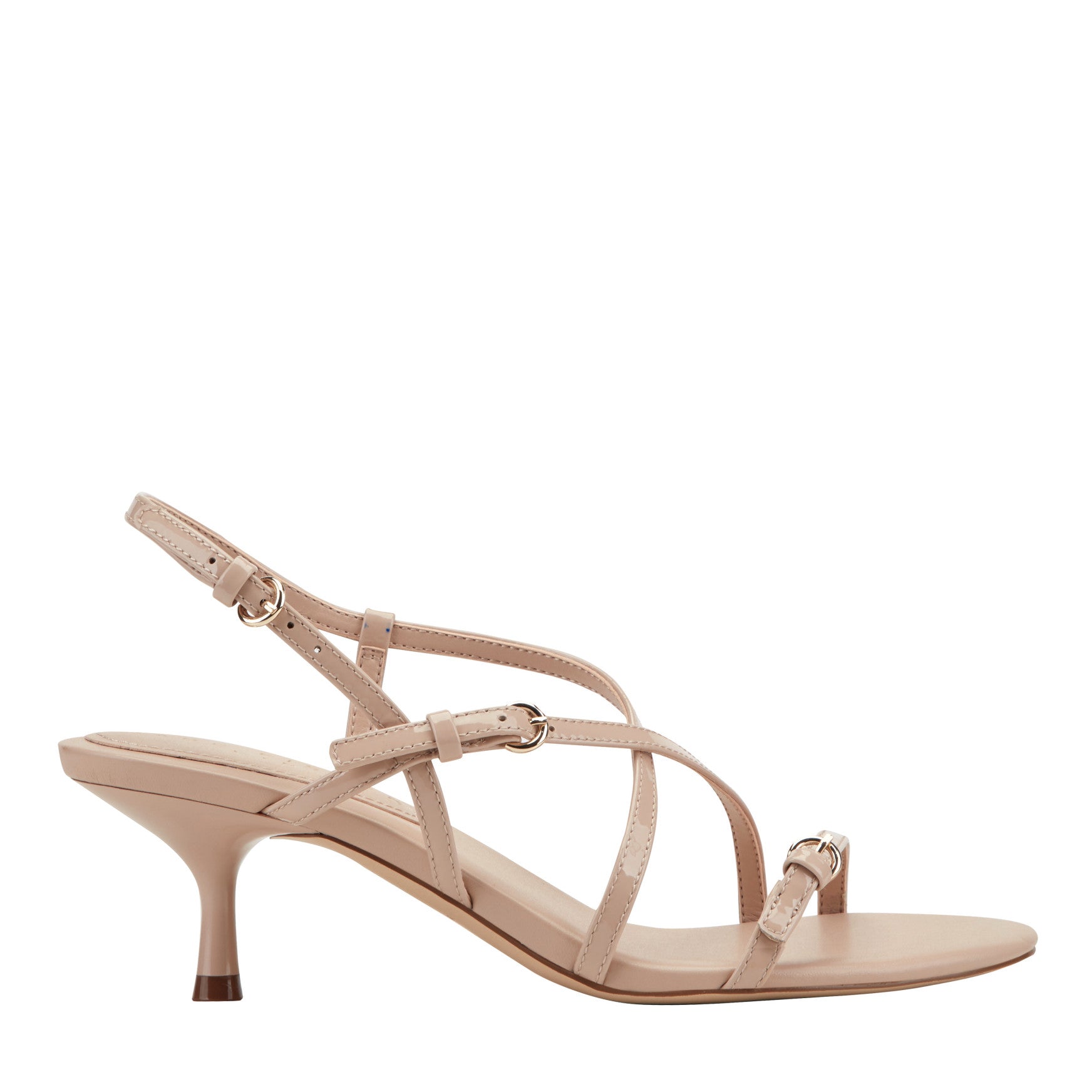 Marc Fisher Nylah Leather Strappy Sandal - Natural Patent Leather