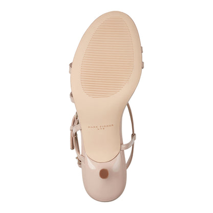 Marc Fisher Nylah Leather Strappy Sandal - Natural Patent Leather