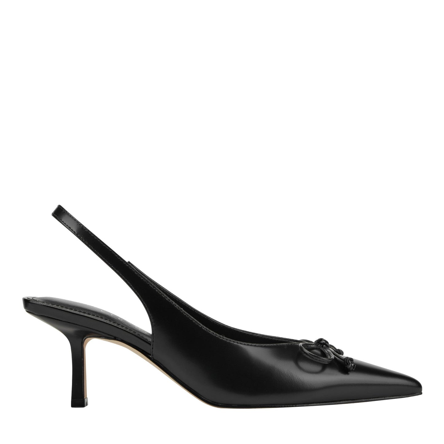 Marc Fisher Gretel Leather Bow Slingback Pump - Black Leather