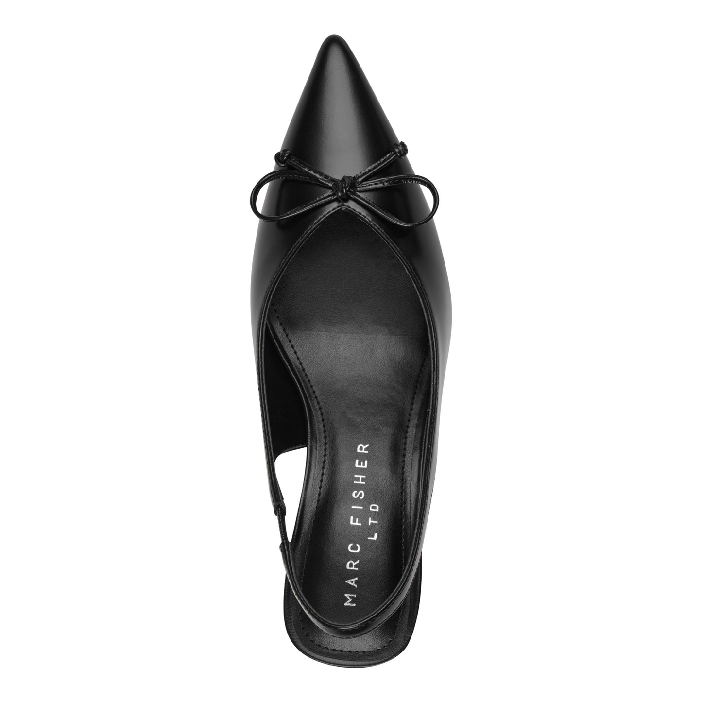 Marc Fisher Gretel Leather Bow Slingback Pump - Black Leather