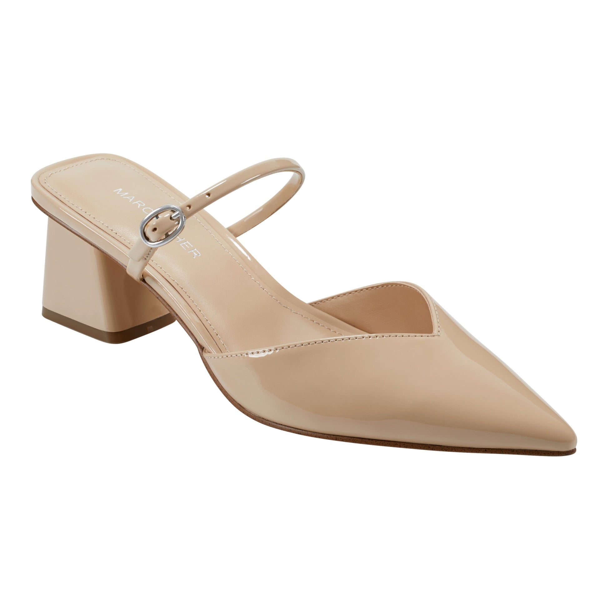 Marc Fisher Lakey Heeled Mule - Light Natural Patent