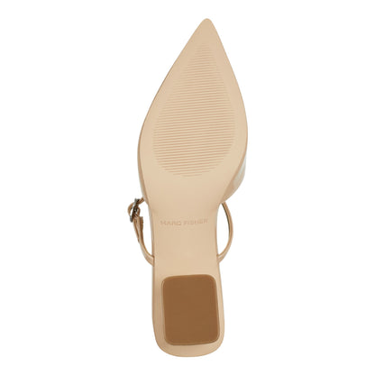 Marc Fisher Lakey Heeled Mule - Light Natural Patent
