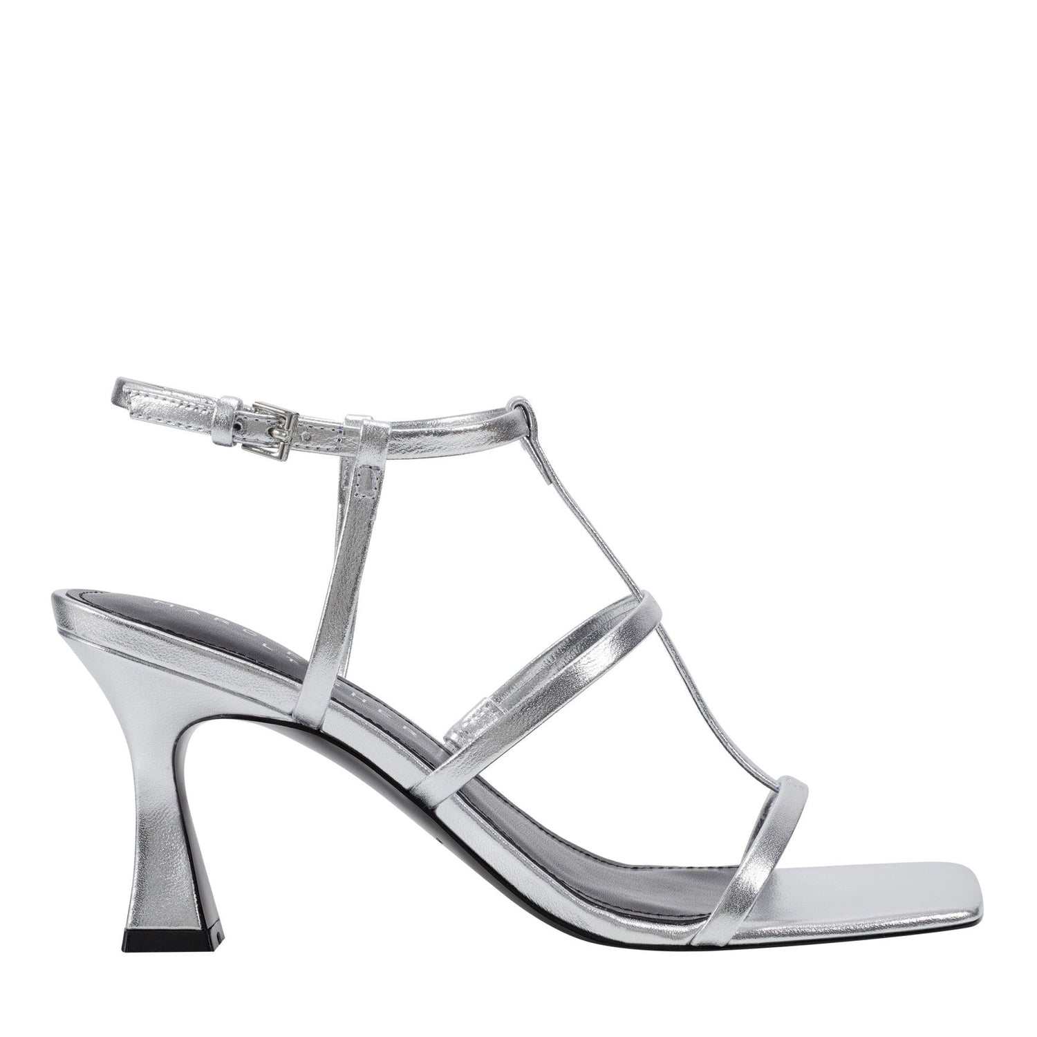 Marc Fisher Dennie Strappy Leather Dress Sandal - Silver Leather
