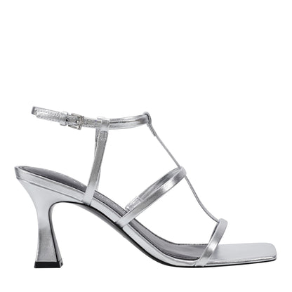 Marc Fisher Dennie Strappy Leather Dress Sandal - Silver Leather
