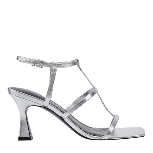 Marc Fisher Dennie Strappy Leather Dress Sandal - Silver Leather