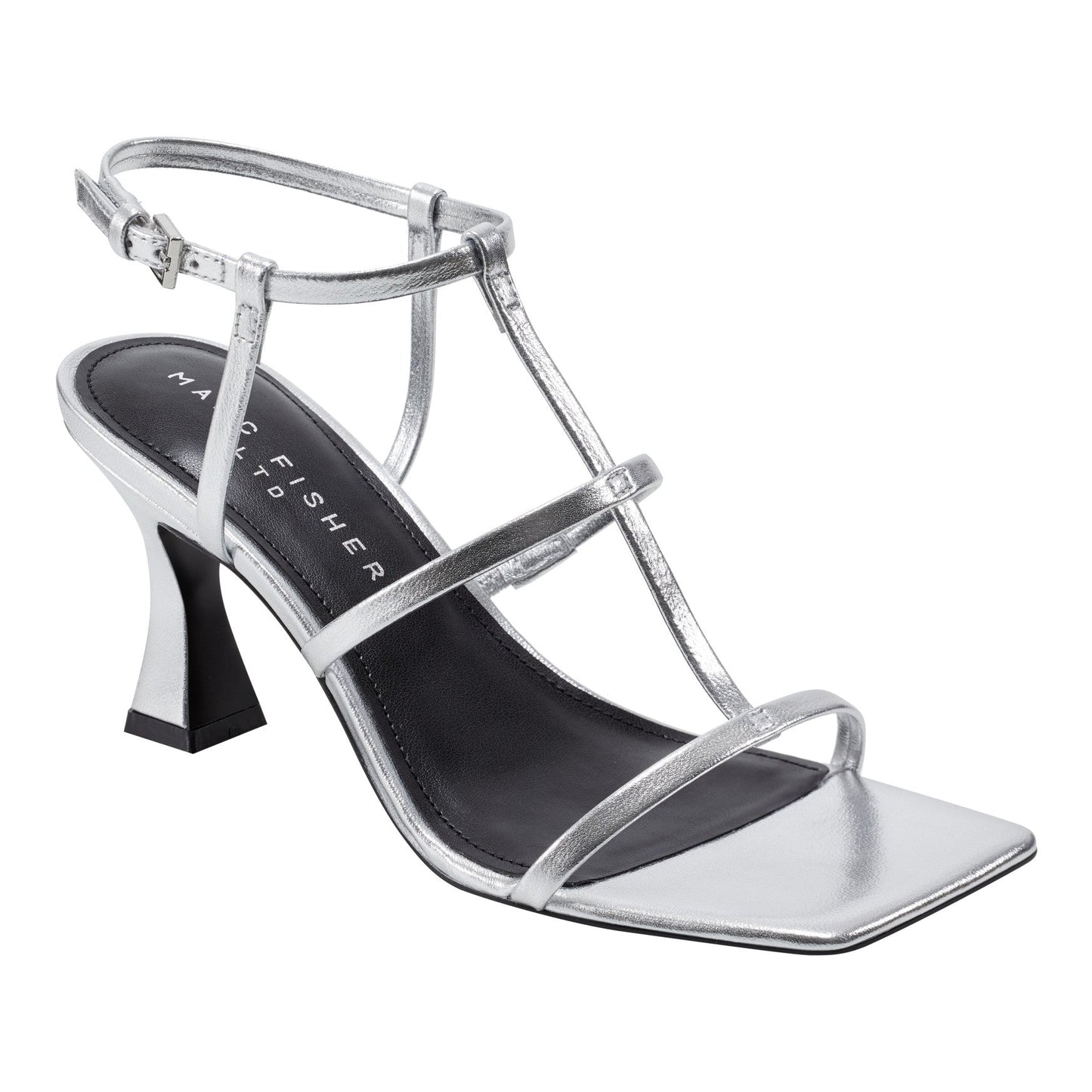 Marc Fisher Dennie Strappy Leather Dress Sandal - Silver Leather