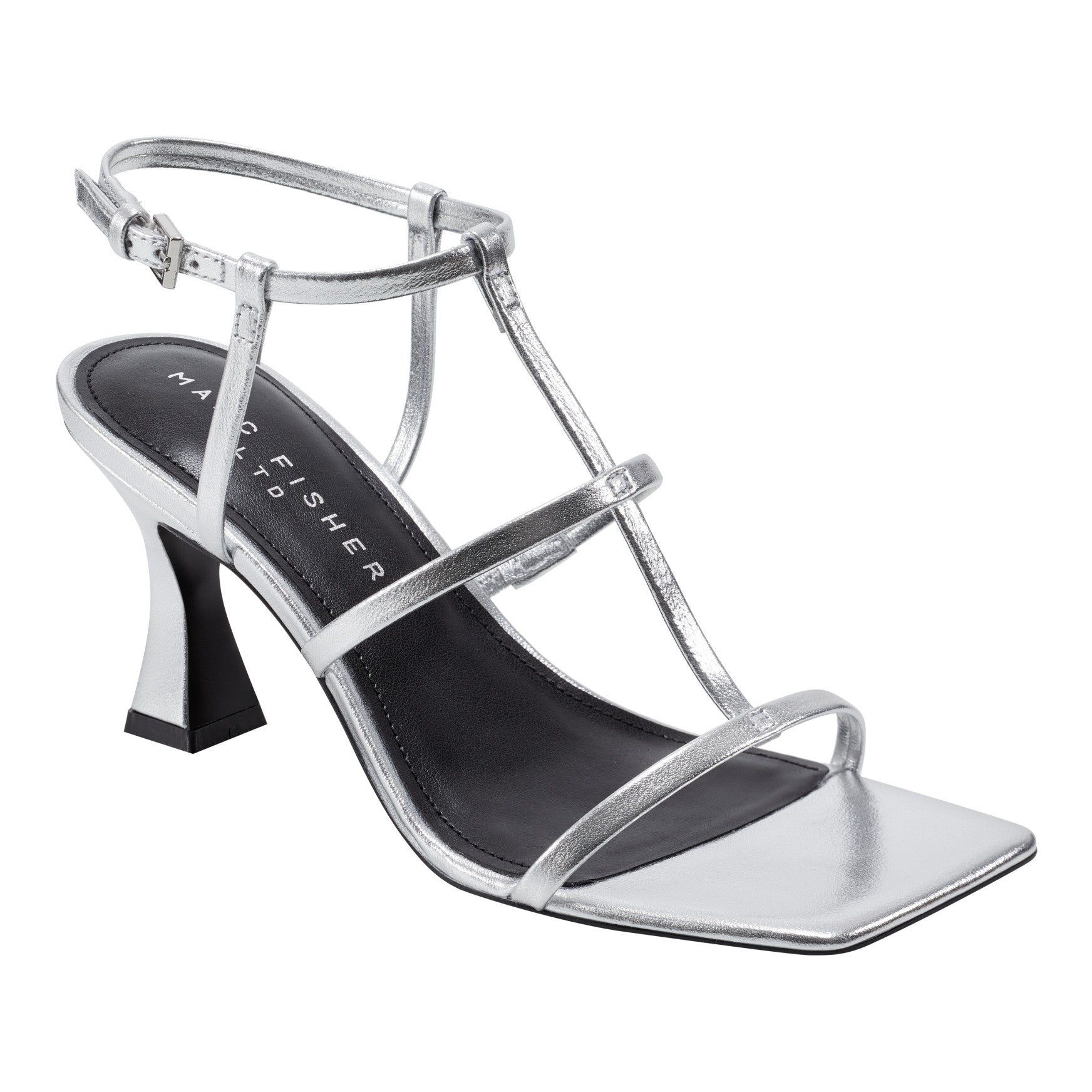 Marc Fisher Dennie Strappy Leather Dress Sandal - Silver Leather