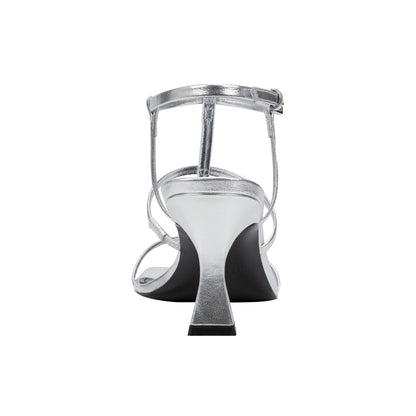 Marc Fisher Dennie Strappy Leather Dress Sandal - Silver Leather