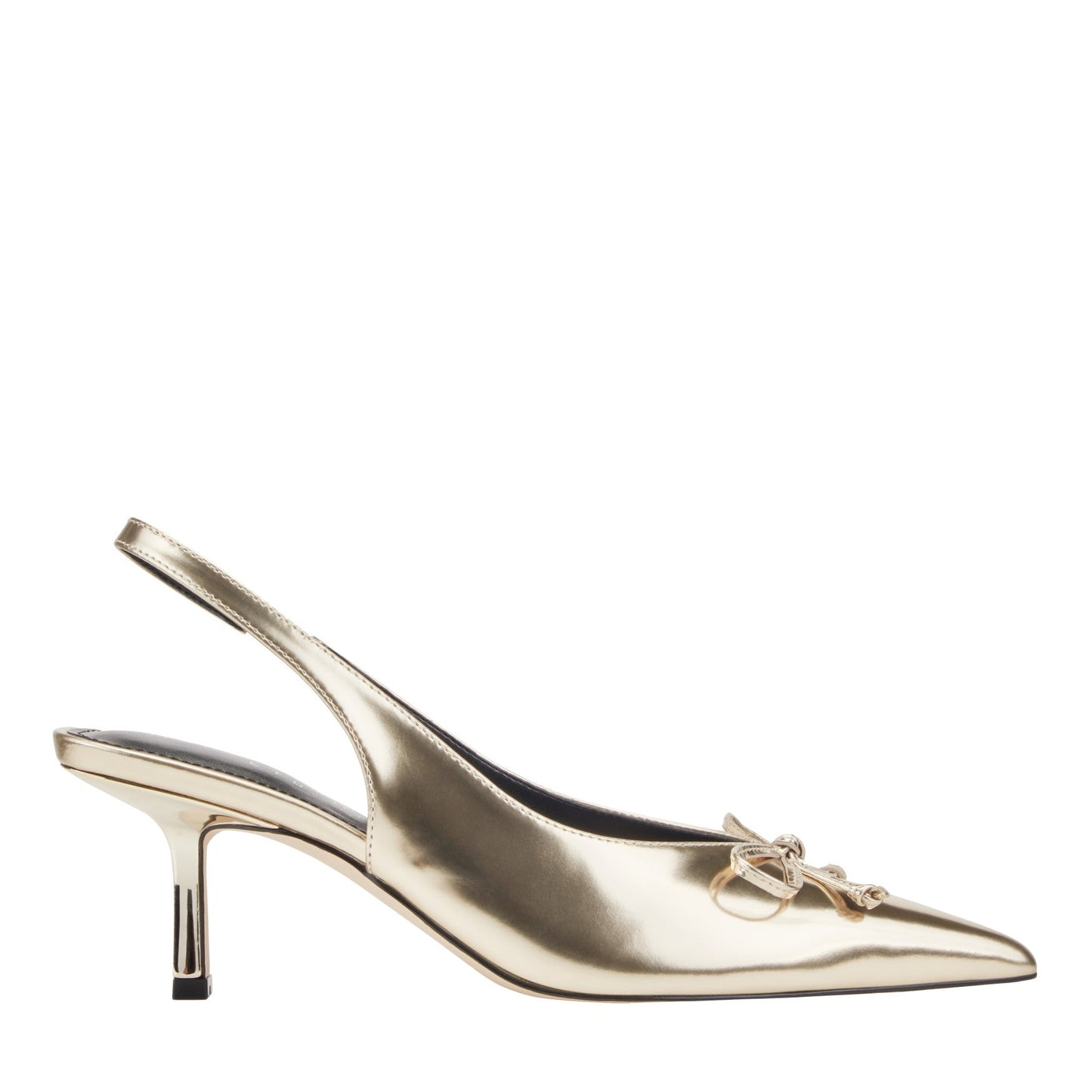 Marc Fisher Gretel Leather Bow Slingback Pump - Gold Leather