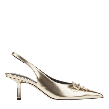 Marc Fisher Gretel Leather Bow Slingback Pump - Gold Leather