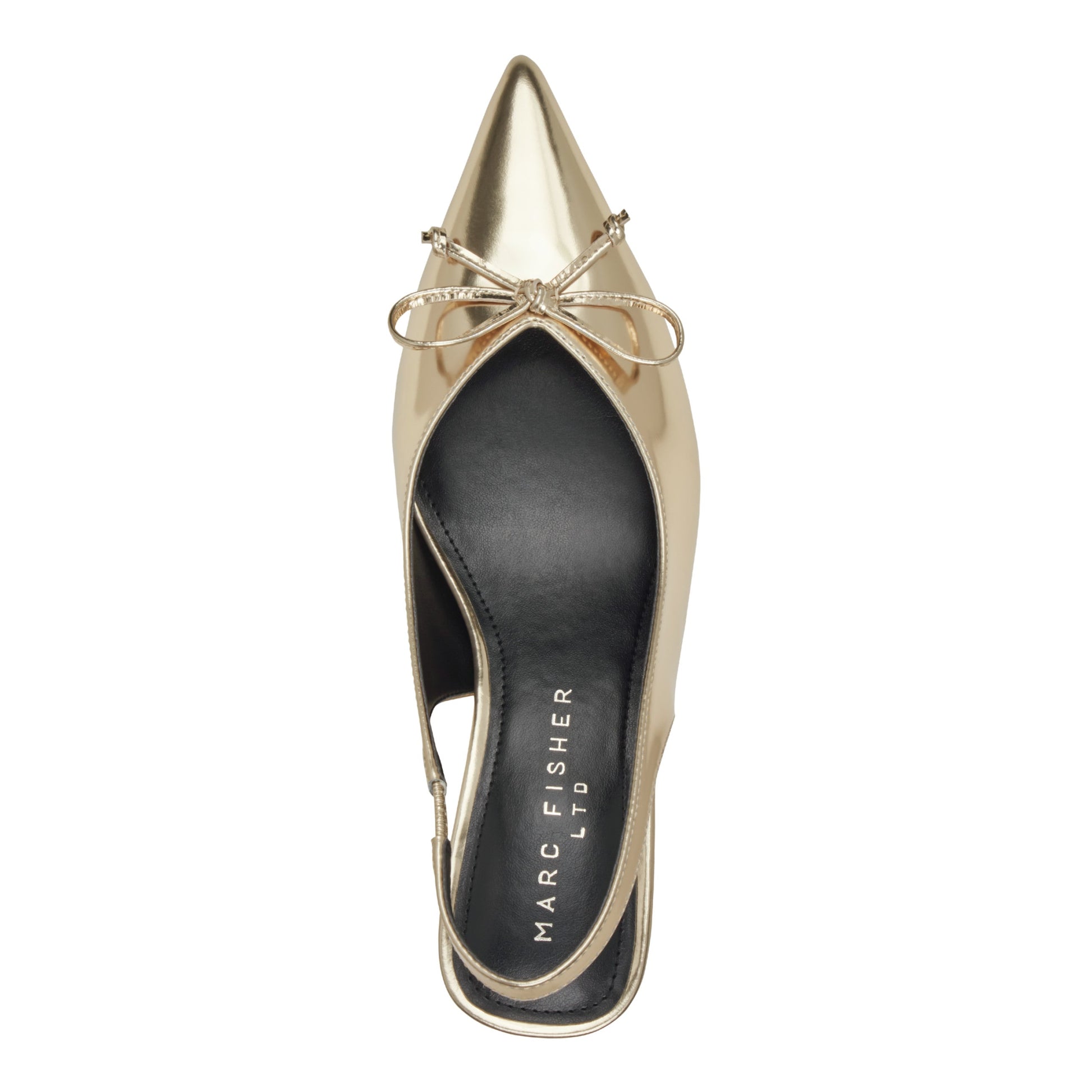 Marc Fisher Gretel Leather Bow Slingback Pump - Gold Leather