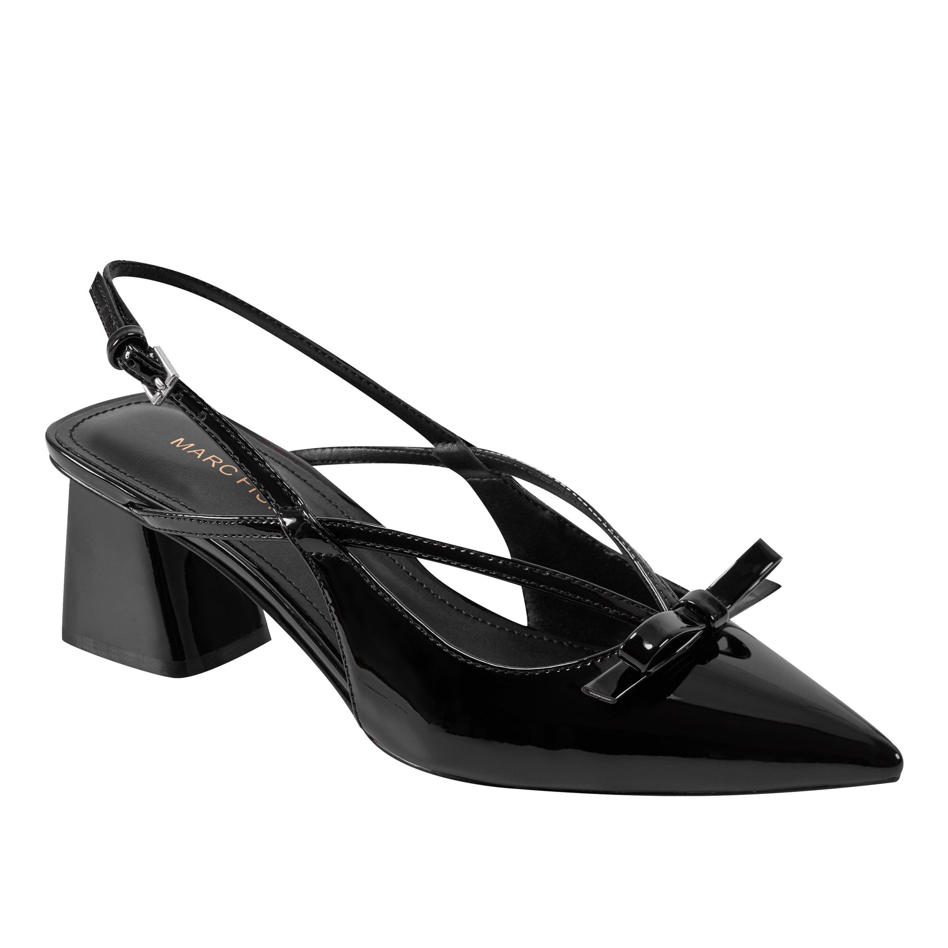 Marc Fisher Laily Bow Slingback Pump - Black Patent