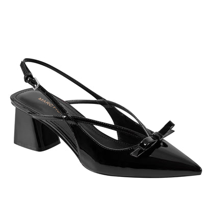 Marc Fisher Laily Bow Slingback Pump - Black Patent