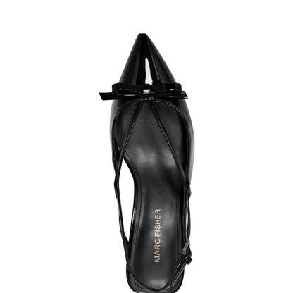 Marc Fisher Laily Bow Slingback Pump - Black Patent