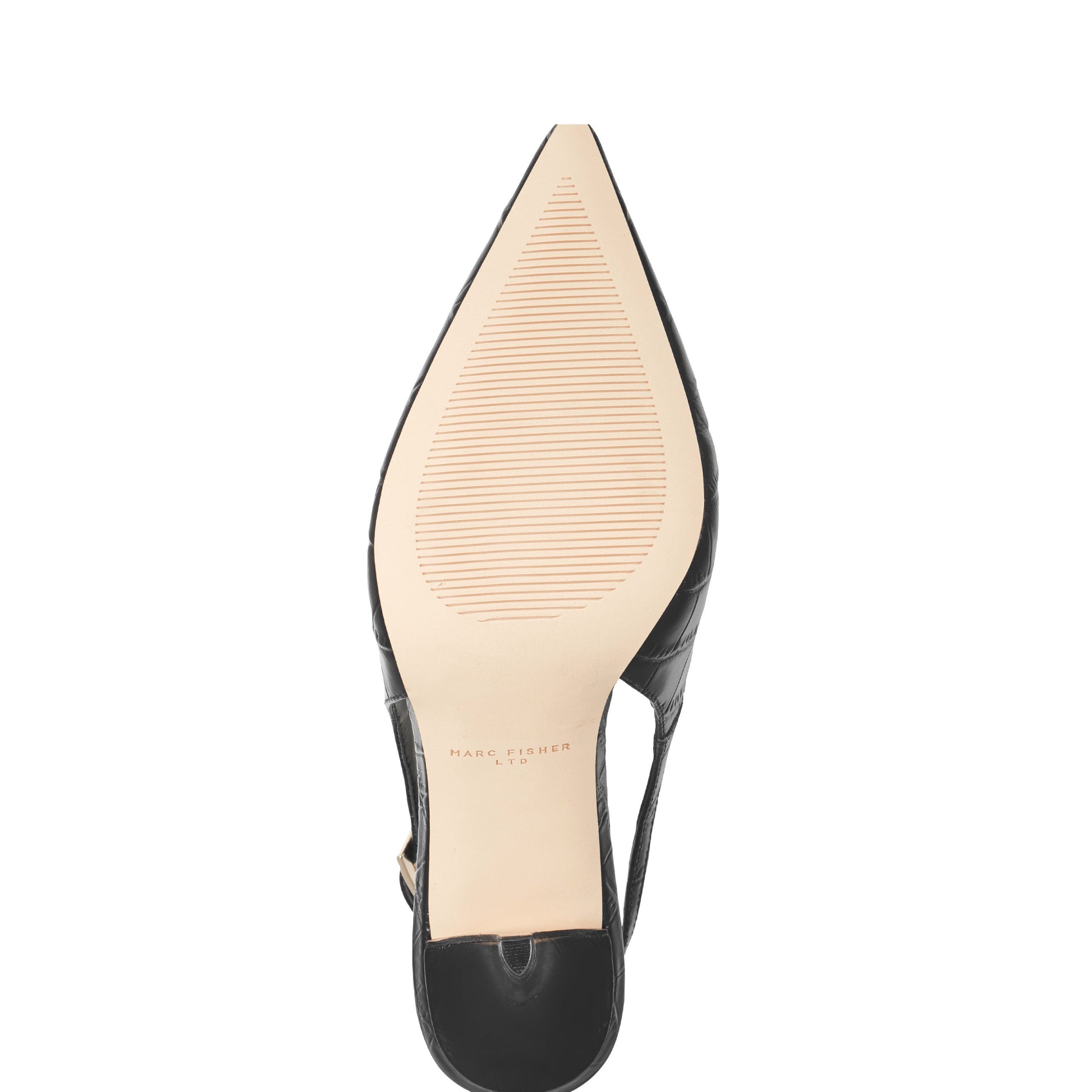 Marc Fisher Dorie Leather Slingback Pump - Embossed Black Croco Leather
