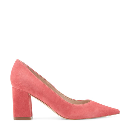 Marc Fisher Zala Block Heel Pointy Toe Pump - Medium Pink Suede