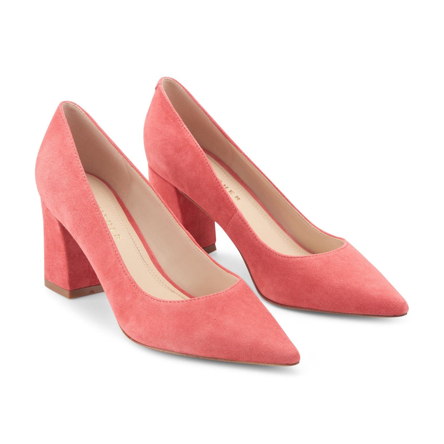 Marc Fisher Zala Block Heel Pointy Toe Pump - Medium Pink Suede