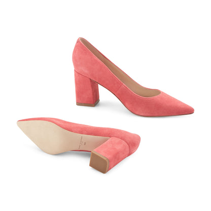 Marc Fisher Zala Block Heel Pointy Toe Pump - Medium Pink Suede