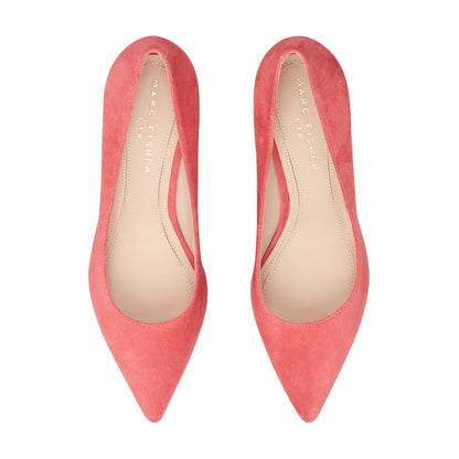 Marc Fisher Zala Block Heel Pointy Toe Pump - Medium Pink Suede