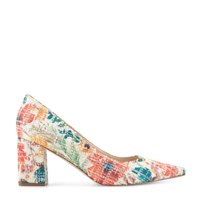 Marc Fisher Zala Block Heel Pointy Toe Pump - Floral