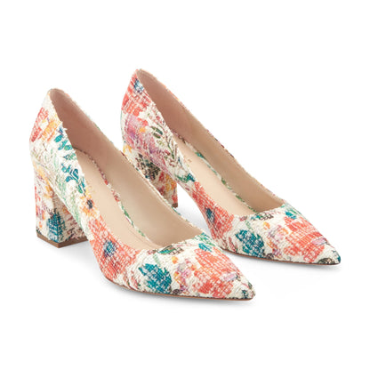 Marc Fisher Zala Block Heel Pointy Toe Pump - Floral