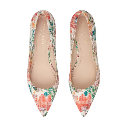 Marc Fisher Zala Block Heel Pointy Toe Pump - Floral