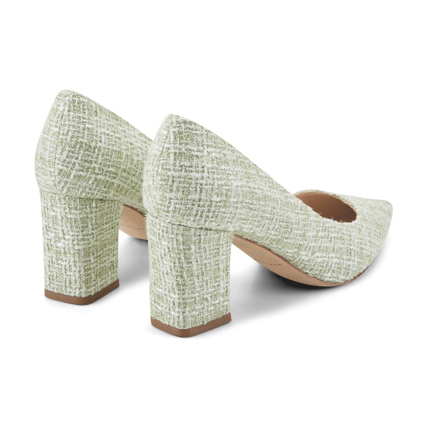 Marc Fisher Zala Block Heel Pointy Toe Pump - Green Boucle