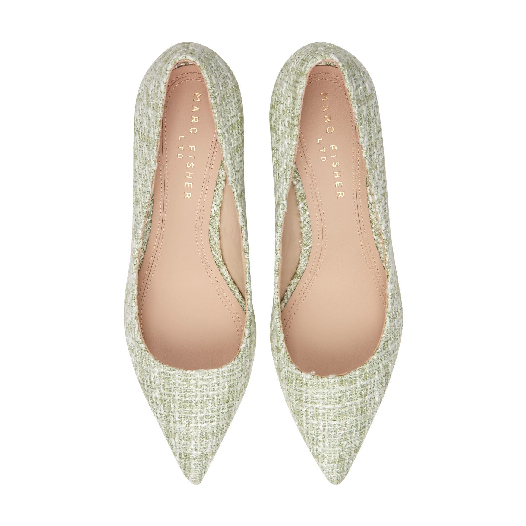 Marc Fisher Zala Block Heel Pointy Toe Pump - Green Boucle