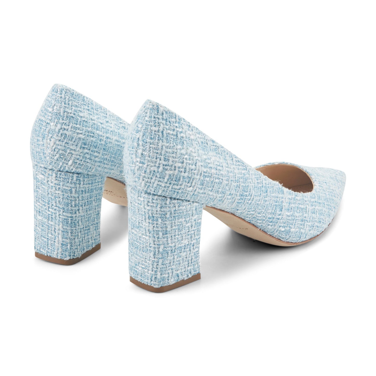 Marc Fisher Zala Block Heel Pointy Toe Pump - Blue Boucle