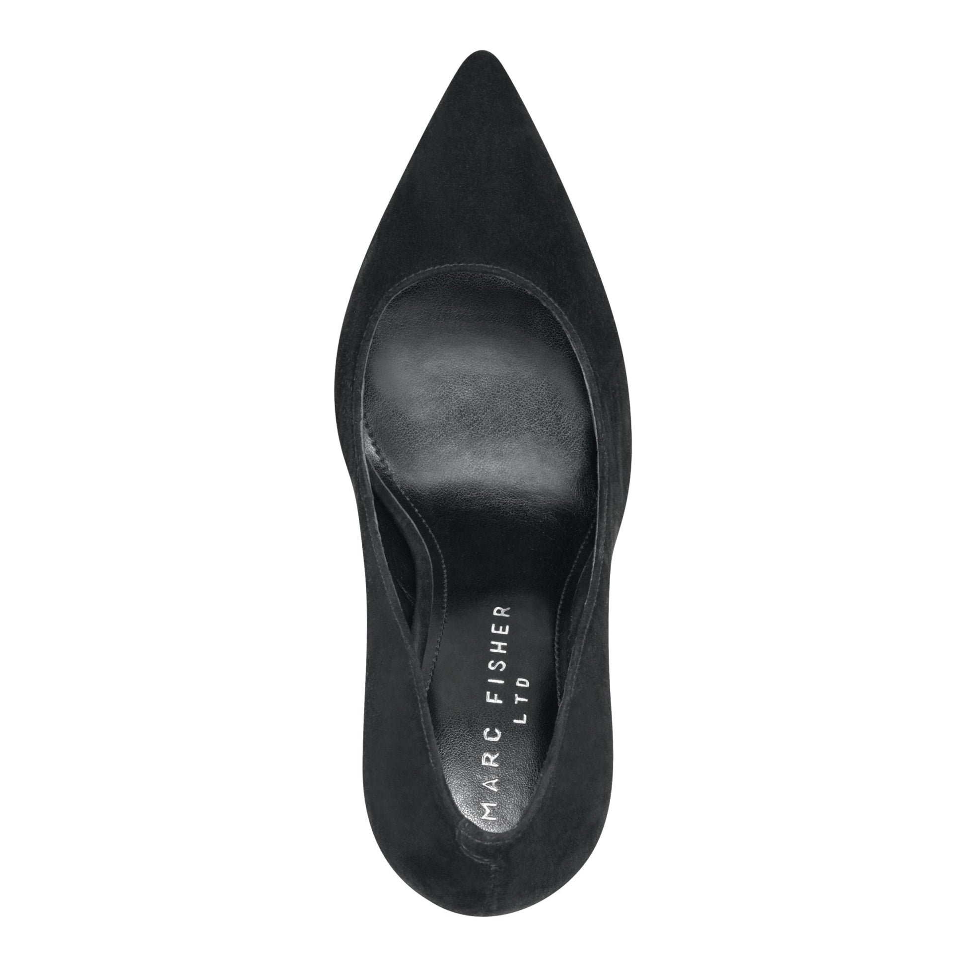 Marc Fisher Abilene Leather Block Heel Pointy Toe Pump - Black Suede